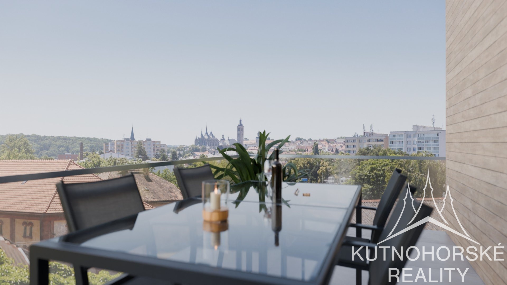 Prodej novostavby 2+kk, 48 m² s prostornou terasou 21 m² a dechberoucím výhledem na chrám sv. Barbory – Kutná Hora