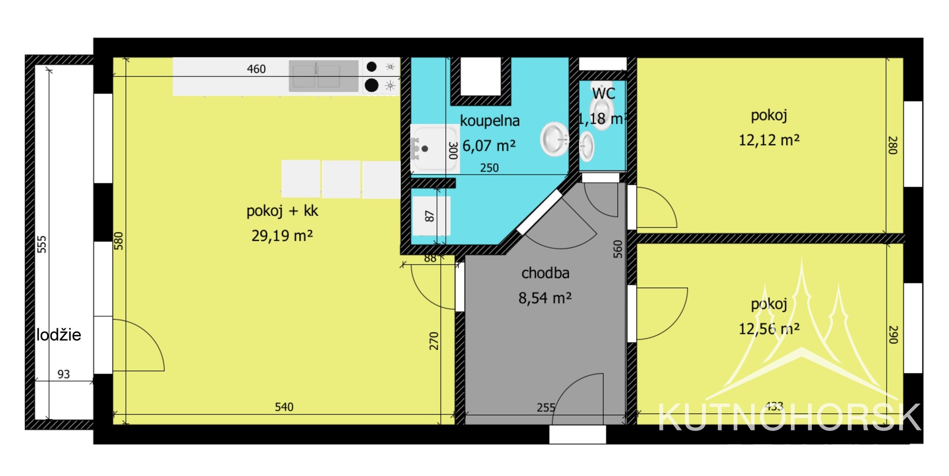 Prodej bytu 3+kk 71m² s lodžií 6,8m², Kutná Hora – Šipší