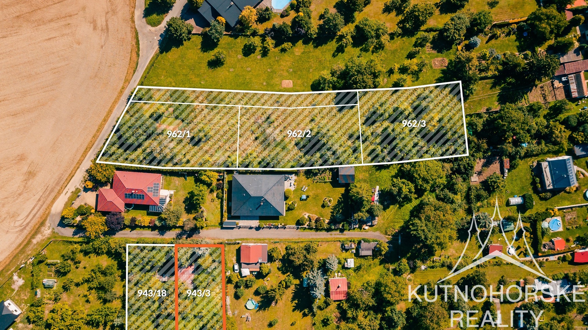 Prodej pozemku pro bydlení, parc. č. 943/3, 856 m² – Týnec nad Labem