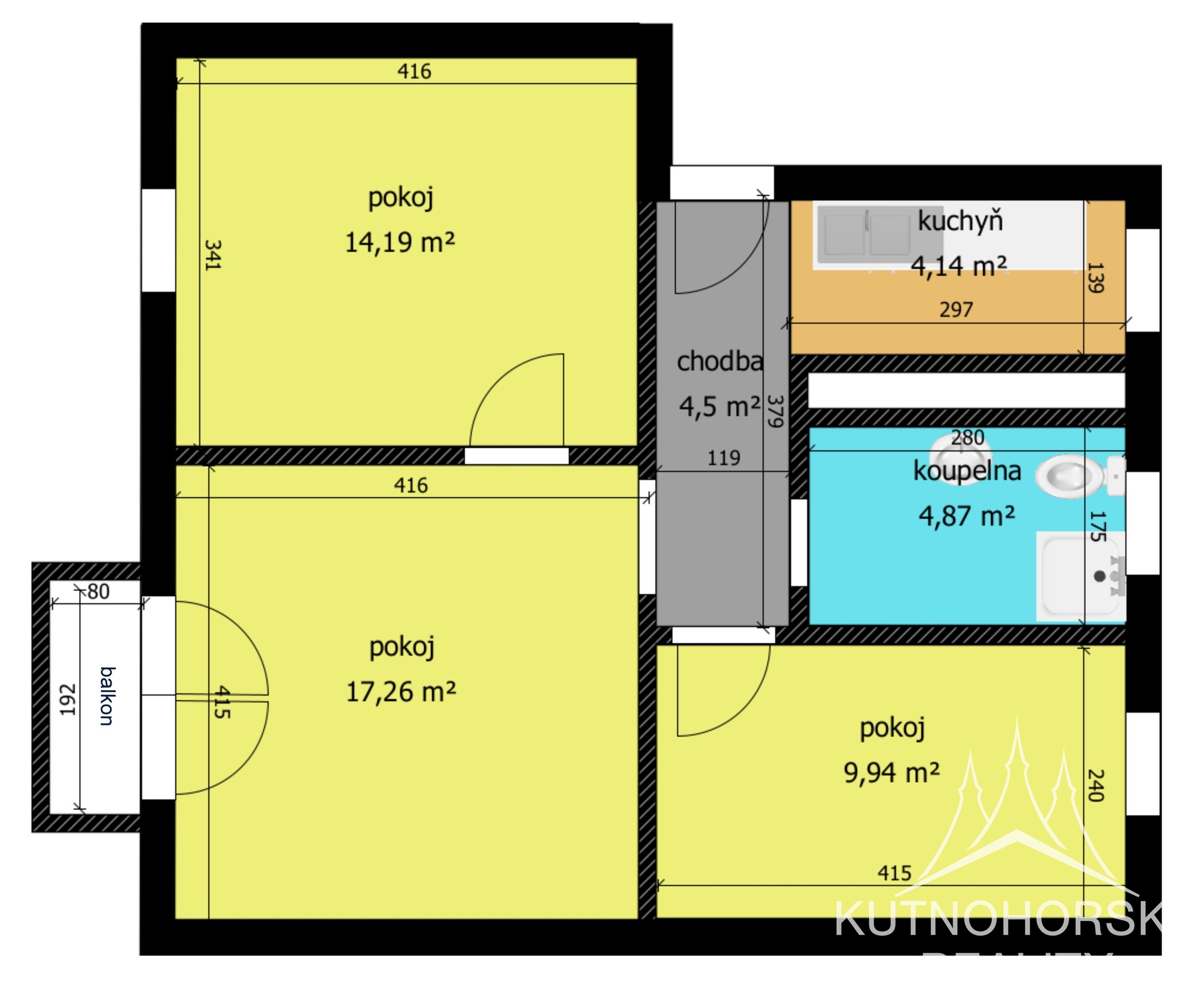 Prodej bytu po rekonstrukci 3+1, 55 m², Kutná Hora – Ostašova ulice
